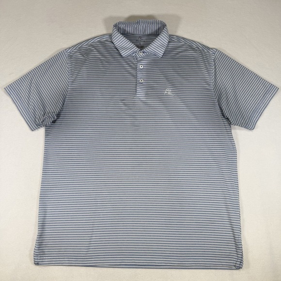 Rhoback Men's Large The Birdie Stripe Blue Gray Golf Polo Shirt Performance - Picture 2 of 6